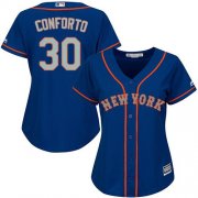 Wholesale Cheap Mets #30 Michael Conforto Blue(Grey NO.) Alternate Women's Stitched MLB Jersey