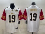 Wholesale Cheap Men's San Francisco 49ers #19 Deebo Samuel White Gold Edition With 75TH Patch Limited Stitched Football Jersey
