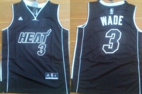 Cheap Miami Heat #3 Dwyane Wade All Black With Heat Kids Jersey