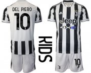 Wholesale Cheap Youth 2021-2022 Club Juventus home white 10 Adidas Soccer Jerseys