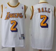 Wholesale Cheap Los Angeles Lakers #2 Lonzo Ball White Throwback Stitched NBA Jersey