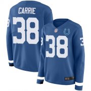Wholesale Cheap Nike Colts #38 T.J. Carrie Royal Blue Team Color Women's Stitched NFL Limited Therma Long Sleeve Jersey