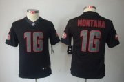 Wholesale Cheap Nike 49ers #16 Joe Montana Black Impact Youth Stitched NFL Limited Jersey