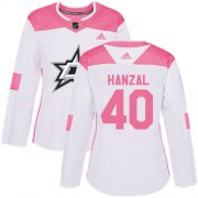 Cheap Adidas Stars #40 Martin Hanzal White/Pink Authentic Fashion Women's Stitched NHL Jersey