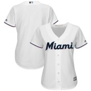 Wholesale Cheap Marlins White Majestic Women's Home 2019 Official Cool Base Stitched MLB Jersey