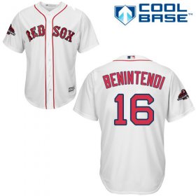 Wholesale Cheap Red Sox #16 Andrew Benintendi White Cool Base 2018 World Series Champions Stitched Youth MLB Jersey
