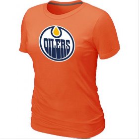 Wholesale Cheap Women\'s NHL Edmonton Oilers Big & Tall Logo T-Shirt Orange