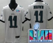 Cheap Youth Philadelphia Eagles #11 AJ Brown Limited White Super Bowl LVII Vapor Jersey