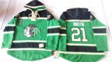 Wholesale Cheap Blackhawks #21 Stan Mikita Green St. Patrick's Day McNary Lace Hoodie Stitched NHL Jersey