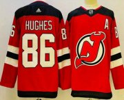 Cheap Men's New Jersey Devils #86 Jack Hughes Red Authentic Jersey