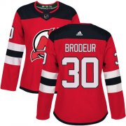 Wholesale Cheap Adidas Devils #30 Martin Brodeur Red Home Authentic Women's Stitched NHL Jersey