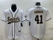 Wholesale Men's New Orleans Saints #41 Alvin Kamara White Stitched MLB Cool Base Nike Baseball Jersey