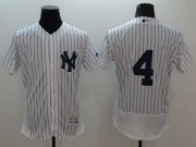 Wholesale Cheap Yankees #4 Lou Gehrig White Strip Flexbase Authentic Collection Stitched MLB Jersey