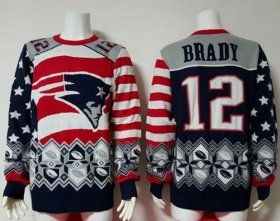 Wholesale Cheap Nike Patriots #12 Tom Brady Red/Navy Blue Men\'s Ugly Sweater