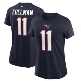 Wholesale Cheap New England Patriots #11 Julian Edelman Nike Women\'s Team Player Name & Number T-Shirt Navy
