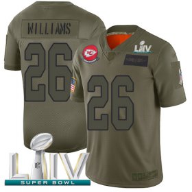 Wholesale Cheap Nike Chiefs #26 Damien Williams Camo Super Bowl LIV 2020 Youth Stitched NFL Limited 2019 Salute To Service Jersey