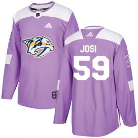 Wholesale Cheap Adidas Predators #59 Roman Josi Purple Authentic Fights Cancer Stitched NHL Jersey