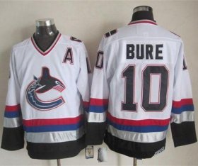 Wholesale Cheap Canucks #10 Pavel Bure White/Black CCM Throwback Stitched NHL Jersey