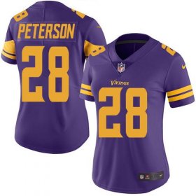 Wholesale Cheap Nike Vikings #28 Adrian Peterson Purple Women\'s Stitched NFL Limited Rush Jersey