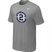 Wholesale Cheap Nike New York Yankees #2 Derek Jeter Official Final Season Commemorative Logo T-Shirt Light Grey
