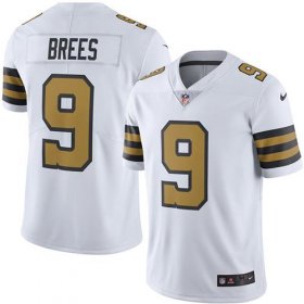 Wholesale Cheap Nike Saints #9 Drew Brees White Men\'s Stitched NFL Limited Rush Jersey