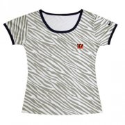 Wholesale Cheap Women's Nike Cincinnati Bengals Chest Embroidered Logo Zebra Stripes T-Shirt