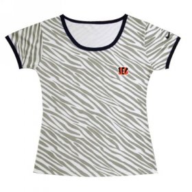 Wholesale Cheap Women\'s Nike Cincinnati Bengals Chest Embroidered Logo Zebra Stripes T-Shirt