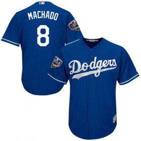 Wholesale Cheap Dodgers #8 Manny Machado Blue Cool Base 2018 World Series Stitched Youth MLB Jersey