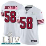 Wholesale Cheap Nike 49ers #58 Weston Richburg White Super Bowl LIV 2020 Rush Men's Stitched NFL Vapor Untouchable Limited Jersey