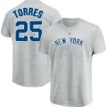 Wholesale Cheap New York Yankees #25 Gleyber Torres Majestic Official Name & Number T-Shirt Gray