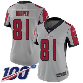 Wholesale Cheap Nike Falcons #81 Austin Hooper Silver Women\'s Stitched NFL Limited Inverted Legend 100th Season Jersey