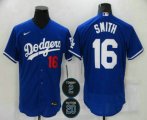 Wholesale Cheap Men's Los Angeles Dodgers #16 Will Smith Blue #2 #20 Patch Stitched MLB Flex Base Nike Jersey
