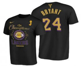 Wholesale Cheap Los Angeles Lakers #24 Kobe Bryant 2020 NBA Finals Champions Black Locker Room T-Shirt