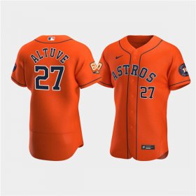 Wholesale Cheap Men\'s Houston Astros #27 Jose Altuve Orange 60th Anniversary Flex Base Stitched Baseball Jersey