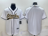Wholesale Cheap Men's Pittsburgh Steelers White Team Big Logo With Patch Cool Base Stitched Baseball Jersey