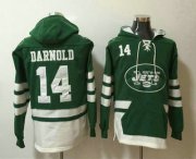 Wholesale Cheap Men's New York Jets #14 Sam Darnold NEW Green Pocket Stitched NFL Pullover Hoodie