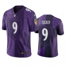 Wholesale Cheap Baltimore Ravens #9 Justin Tucker Purple Vapor Limited City Edition NFL Jersey