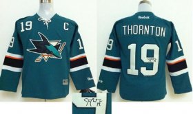 Wholesale Cheap Sharks #19 Joe Thornton Teal Autographed Stitched NHL Jersey