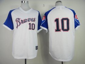 Wholesale Cheap Braves #10 Chipper Jones White 1974 Throwback Stitched MLB Jersey