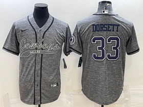 Wholesale Cheap Men\'s Dallas Cowboys #33 Tony Dorsett Grey Gridiron With Patch Cool Base Stitched Baseball Jersey