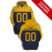 Wholesale Cheap Men's Green Bay Packers Active Player Yellow Navy Custom 2021 Pullover Hoodie