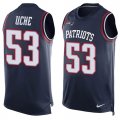 Wholesale Cheap Nike Patriots #53 Josh Uche Navy Blue Team Color Men's Stitched NFL Limited Tank Top Jersey