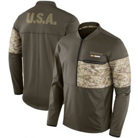 Wholesale Cheap Men\'s Minnesota Vikings Nike Olive Salute to Service Sideline Hybrid Half-Zip Pullover Jacket