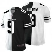 Cheap Cincinnati Bengals #9 Joe Burrow Men's Black V White Peace Split Nike Vapor Untouchable Limited NFL Jersey