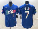 Cheap Men's Los Angeles Dodgers #7 Julio Urias Number Blue Cool Base Stitched Jersey01