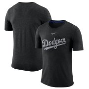 Wholesale Cheap Los Angeles Dodgers Nike Wordmark Tri-Blend T-Shirt Black