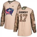 Wholesale Cheap Adidas Blue Jackets #17 Brandon Dubinsky Camo Authentic 2017 Veterans Day Stitched Youth NHL Jersey