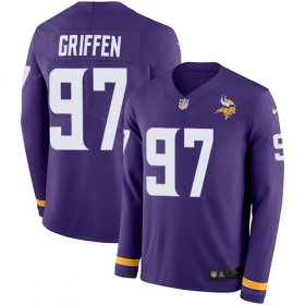 Wholesale Cheap Nike Vikings #97 Everson Griffen Purple Team Color Men\'s Stitched NFL Limited Therma Long Sleeve Jersey