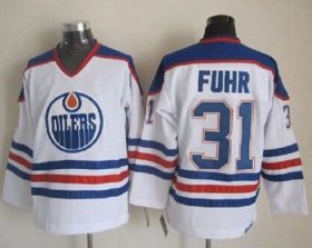 Wholesale Cheap Oilers #31 Grant Fuhr White CCM Throwback Stitched NHL Jersey