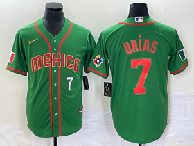 Wholesale Cheap Men\'s Mexico Baseball #7 Julio Urias Number 2023 Green World Classic Stitched Jersey13